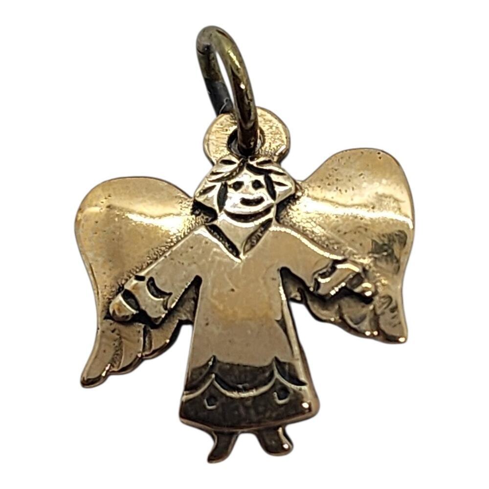 Vintage Jeep Collins Brass Angel Pendant Charm Religious Gift New in Box & Card